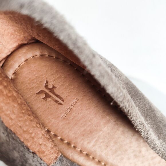 Frye Ballet Flats Size 10 Taupe Leather Suede Trendy Regina Pointed Toe Coquette - Picture 10 of 13